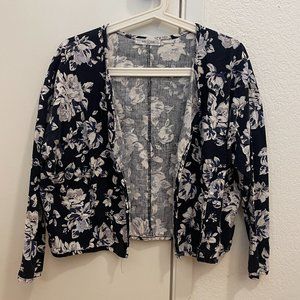 Navy Floral Pattern Cotten Jacket